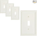 4-Pack Single Toggle Light Switch Cover Plate, Durable Solid Zinc Alloy Decorative Switch Plate Covers, Light Almond 1 Gang Wall Plate, Corrosion Resistant