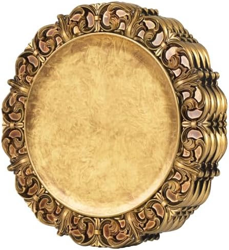 MAONAME 13" Antique Gold Charger Plates Set of 4, Round Plate Chargers by MAONAME