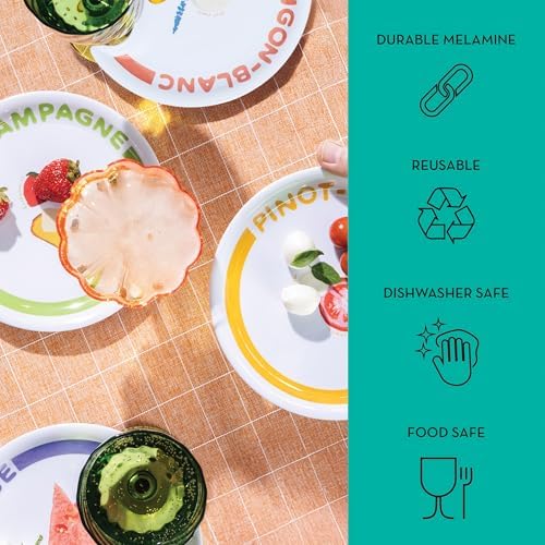 Sophistiplate Melamine Appetizer Plates with Wine Glass Holder by Meg Quinn – Charcuterie Accessories, Wine & Cheese Gifts for Entertaining - Image 5