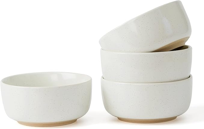 famiware Milkyway Cereal Bowl, Soup Bowls for 4, 25 Ounce Bowls Set for Kitchen, Bowl Set for Cereal Soup Rice Pasta Salad Oatmeal, White
