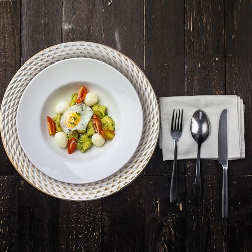 13" White Charger Plates, Round Plastic Server Ware Chargers for Dinner Plate, Decorative Table Setting Bulk Event, Party, Wedding, 6 Pack - Image 4