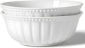 HOMBENE Pasta and Salad Bowls,8.5 Inch Serving and Soup Bowl Set, Microwave and Dishwasher Safe, Set of 2, White, Kitchen Plates and Bowls Set