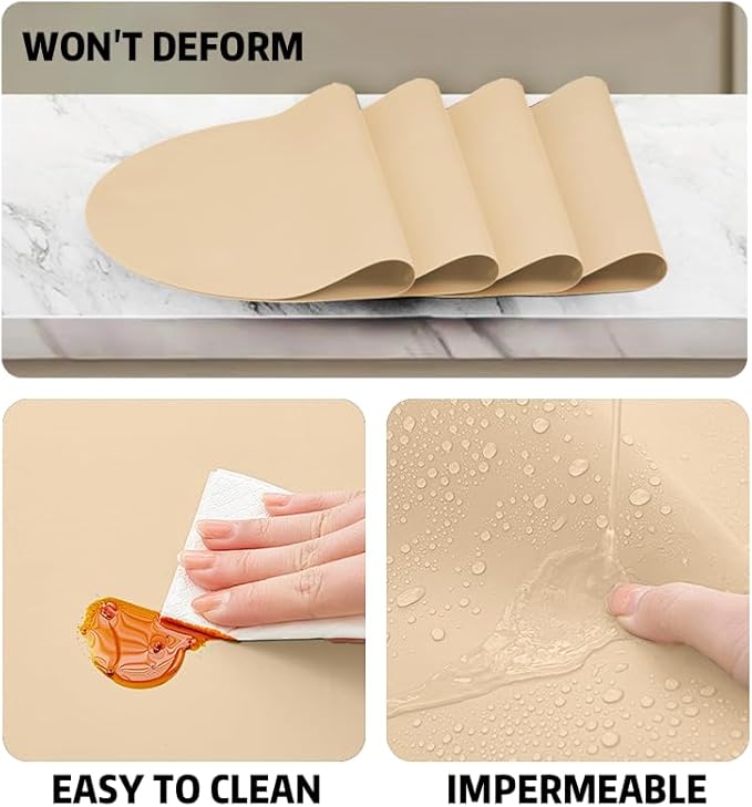 Silicone Placemats, Oval Placemats Set of 4. Heat-Resistant and Easy to Clean Siliconty Mats, Non-Slip Silicone Placemats for Table Protection. (2, Bright Yellow)