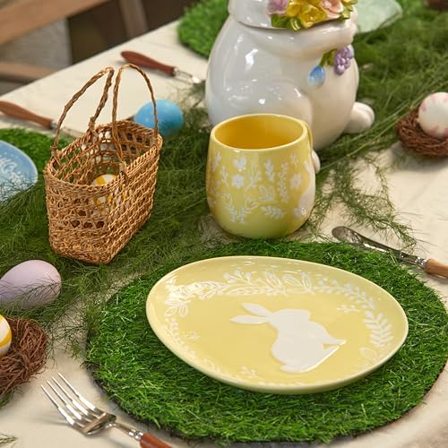 Bico Pastel Color Bunny Stoneware Salad Plates Set, Microwave & Dishwasher Safe, for Easter, Spring - Image 6