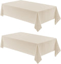 2 Pack Rectangle Tablecloth, 52x70 inch, Water Resistant Wrinkle Free Linen Textured Table Cloth Washable, Decorative Fabric Table Cover for Dining, Party and Camping, Beige