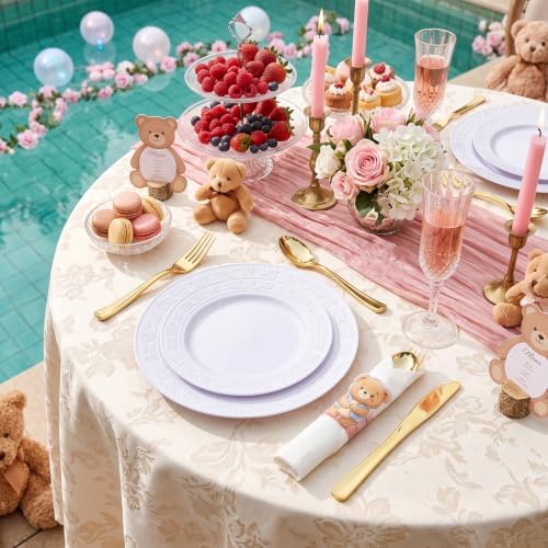 Supernal 60pack Pre Wrapped Gold Plastic Silverware and Napkin for Party - Image 5
