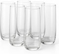 Modern Highball Glasses, 16 oz Clear Glass Tumblers for Water and Cocktails, Set of 6