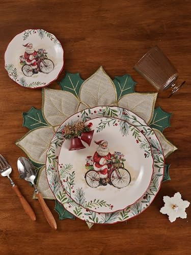 Bico Santa On The Way Scalloped Appetizer Plates Set of 6, 6 Inch Small Ceramic Dessert Plates for Snacks, Salad, Tablescape, Microwave and Dishwasher Safe, Gift for Housewarming and Thanksgiving - Image 7