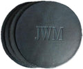 Ox & Pine Personalized Leather Coaster - Sold Individually or in Sets of 4 - Customize Inscription - 100% Full-Grain Leather – 4" Round or 4" Square (Round, Deep Ocean, Set of 4 Coasters)