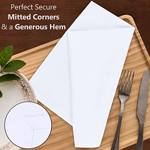 Ruvanti Cloth Napkins Set of 6, Cotton Enrich 18”x18” - White - Image 3