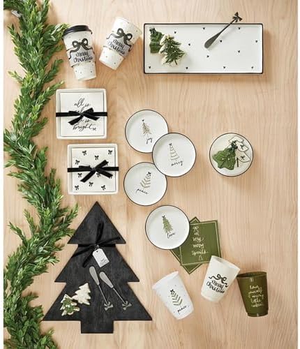 Santa Barbara Design Studio Christmas Appetizer Plates - Set of 4 Small Ceramic Plates, 5.25" Diameter, Merry Love Peace Joy - Image 3