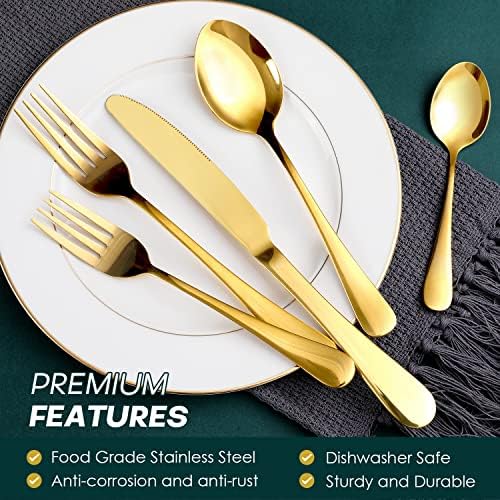 Gold Silverware Set, OGORI 30-Piece Gold Forged Stainless Steel Flatware Set, Service of 6 - Image 3