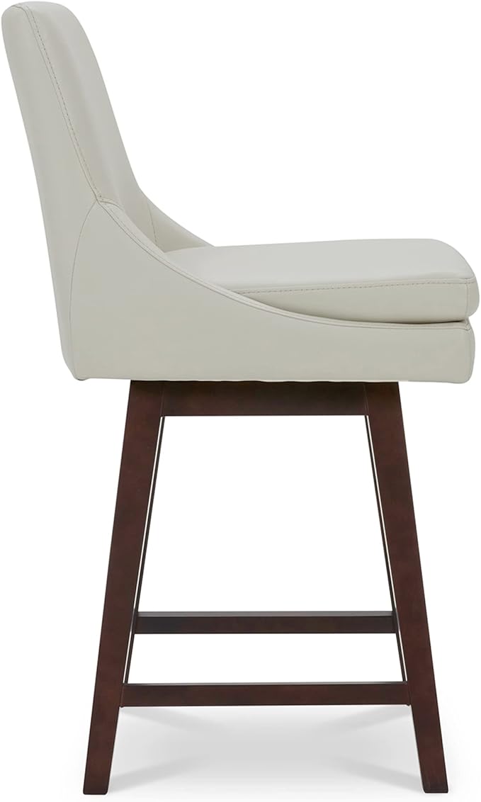 CHITA Counter Height Swivel Bar Stools with Back Set of 2, FSC Certified Upholstered Faux Leather Swivel Barstool, 26.8" H Seat Height, PU Leather in Creamy Gray
