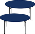 Round Spandex Tablecloth 2 Pack, Elastic Fitted Waterproof Tablecloths for 25"-30" Tables, Stretch Washable Picnic Table Cover for Camping, Dining, Indoor and Outdoor, Navy