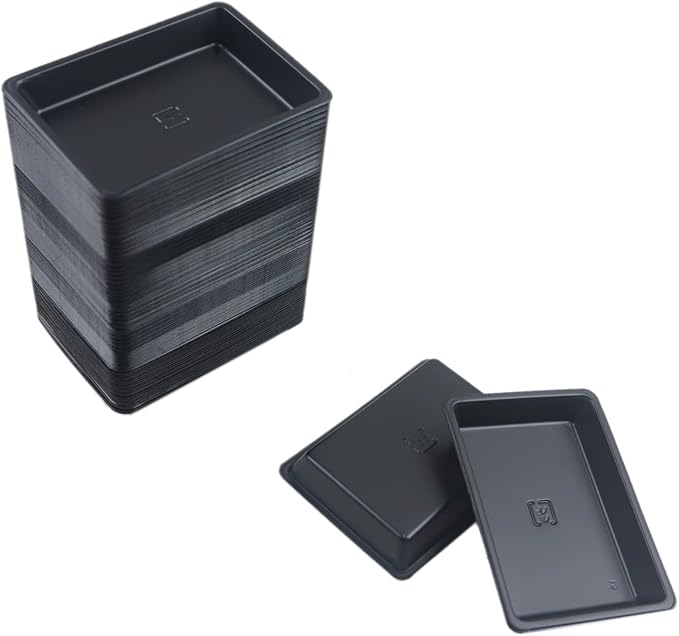 100 pcs Mini 2.95"x2.16" Dipping Sauce Dishes, Plastic Disposable Rectangular Black Soy Sauce Plate Set, Condiment Serving tray, Seasoning Platter, Appetizer Bowel -for Sushi Mustard Vinegar Soy BBQ