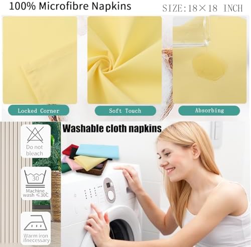Pale Yellow Cloth Napkins,Soft, Washable(Yellow) - Image 3