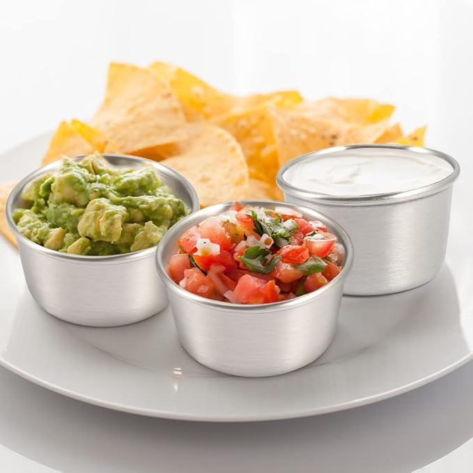 Ramekin Sauce Dipping Bowl Mini Sauce Cups Pudding Condiment Cups for Home Party Restaurant (Sliver 12PCS 75ml)