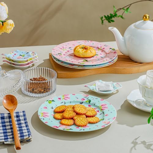 8" Porcelain Dessert Plates Set of 8, Floral Elegant Gift - Image 6