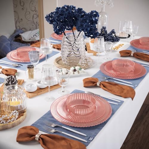 Exquisite 40 Piece Plastic Disposable Plates Set For 20 Guests I 20 X 9 Inch & 20 X 11 Inch Disposable Plastic Plates | Color: Pumpkin | Great for Weddings Parties And Formal Occasions - Image 6