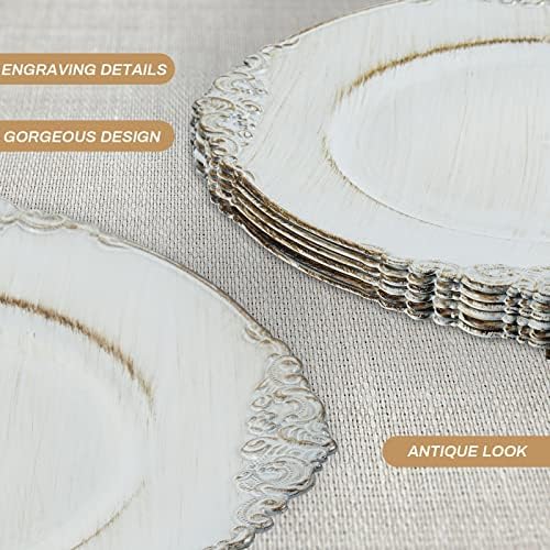 MAONAME Antique White Charger Plates, Round Plate Chargers Set of 6 - Image 5