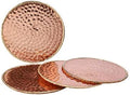 GoCraft Hammered Copper Coasters | Handmade Coasters with Padded Cork Protection for Drinks, Beverages & Wine/Bar Glasses (Set of 4)