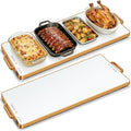 Electric Warming Tray,XL 32"x12",Tempered Glass Warming Mat for Food,White by Wanish