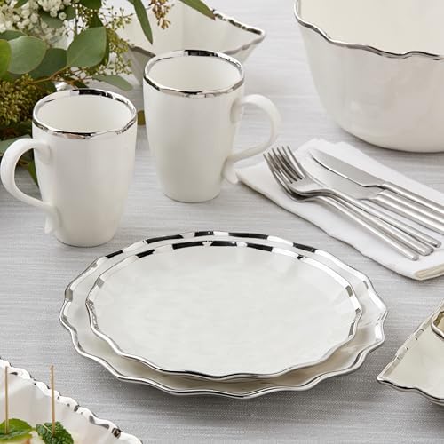 Regency Silver 9-Inch Porcelain Salad Plates – Set of 4 Elegant Silver-Trimmed Plates – Perfect for Appetizers, Salads & Desserts – Durable, Dishwasher-Safe Tableware for Everyday & Formal Dining - Image 4