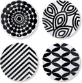 French Bull Assorted Plates - 4 Piece Set - 11 inch Melamine Dinner Plate Set - Melamine Dinnerware for Indoor and Outdoor - Assorted Black and White | (Pack of 6) by FrenchBull