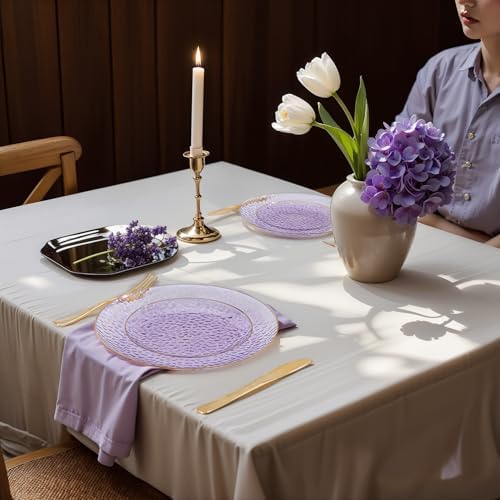 DaYammi 350PCS Clear Purple Plastic Dinnerware Set for 50 Guests - Image 3