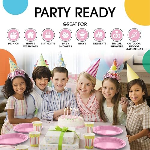 Exquisite Party Solids Sturdy Pink Plastic Plates 10" Party Plates 50 Pcs - Image 6