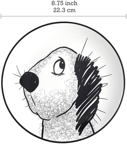 Bico Doodle Pawtrait Ceramic Salad Plates Set of 4, 8.75 Inch Dessert Plates for Salad, Appetizer, Side Dishes, Microwave and Dishwasher Safe, Gift for Housewarming and Thanksgiving - Image 2