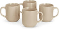 Amazon Basics Ceramic Coffee Mugs, Ceramic 4-Piece Set, 16 oz, Microwave and Dishwasher-Safe, Linen Gray