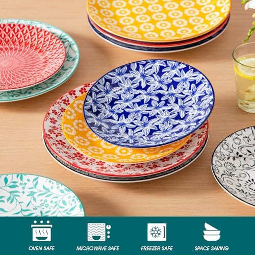 vancasso 8.25" Vintage Ceramic Salad Plates Set of 6, Muted - Image 4
