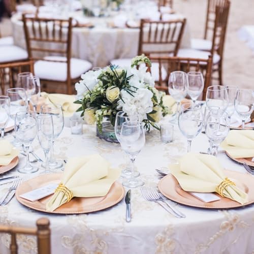 MCEAST Satin Cloth Napkins and Napkin Rings Set of 8, Smooth Fabric Table Napkins and Napkin Holder for Wedding, Birthday Dinner Party, Family Gatherings, Table Decor (Ivory, 17 x 17 Inches) - Image 5