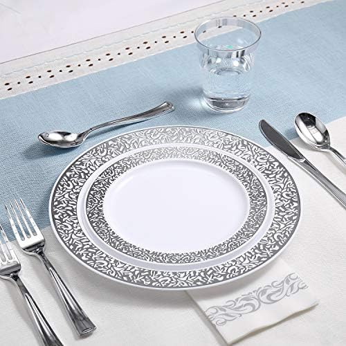 FOCUSLINE 350 Pieces Silver Dinnerware Set for 50 Guests - Image 4