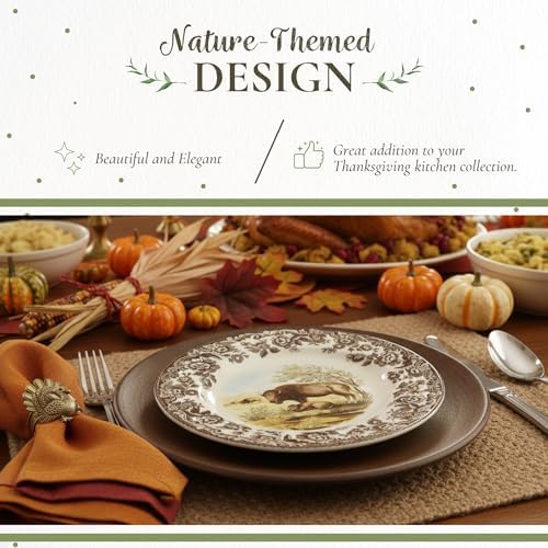 Spode – Woodland Woodland Salad Plate - Bison - Brown/White - Image 3