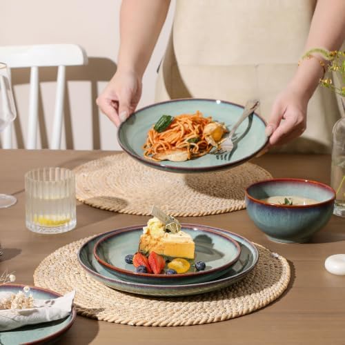 DOMICREVERY Ceramic Dinnerware Sets for 4, 12 Piece Plates and Bowls Sets - Image 6