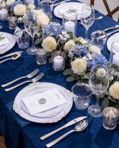 Nervure 600Pcs Silver Plastic Plates, Plastic Dinnerware Set for 100 Guests - Image 6