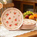 Romantic Pink Peach Blossom Ceramic Dinner Plates, Set of 6, 10.25-Inch Large Serving Plates for Kitchen, Microwave, Oven & Dishwasher Safe by FANGJING
