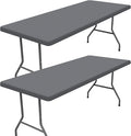 Spandex 4 Foot Rectangle Table Cloth 2 Pack, Elastic Fitted Tablecloths for Picnic, Stretch Washable Patio Table Cover for Outdoor, Camping, Banquet and Parties (Grey, 24"x48")