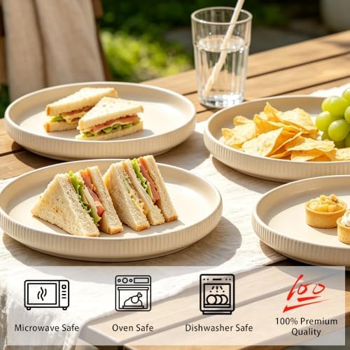 Ceramic Dessert Plates/Appetizer Plates, 8 Inch Beige, Set of 6 - Image 6