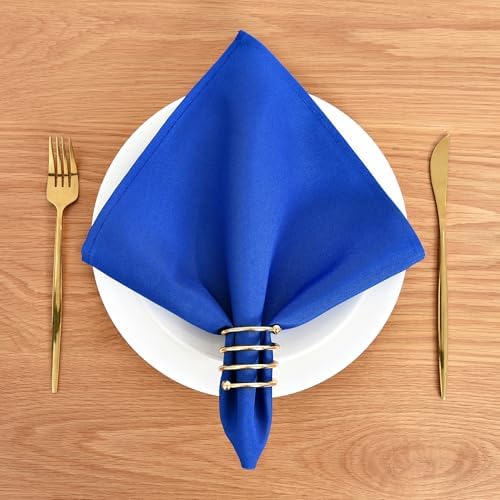 Wolkemer Set of 4 Royal Blue Cloth Napkins 17x17 Inches Washable Napkins - Image 2