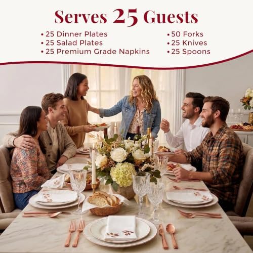 By Madee HEAVYWEIGHT Scalloped Rose Gold Disposable Dinnerware Set 175 Pc - Image 5