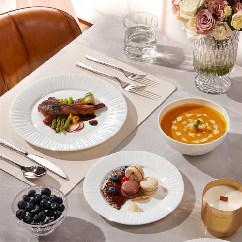 KINGSTONE 24Pc Bone China Dinnerware Set & 40Pc Flatware Combo Set for 8 - Image 5