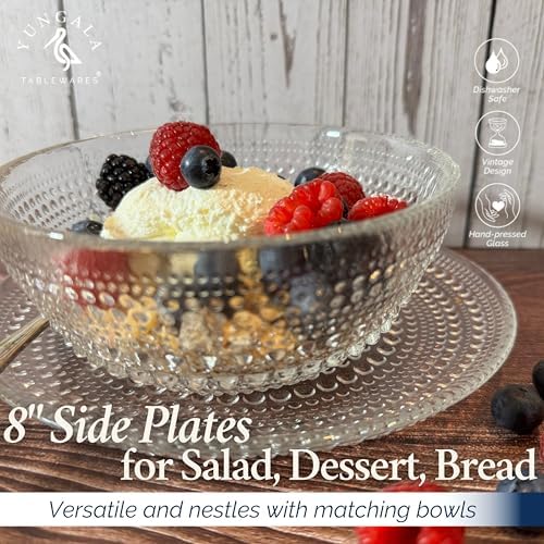 Clear Hobnail Dessert Plates Set 4 Pressed Glass 8 Inch - Image 7