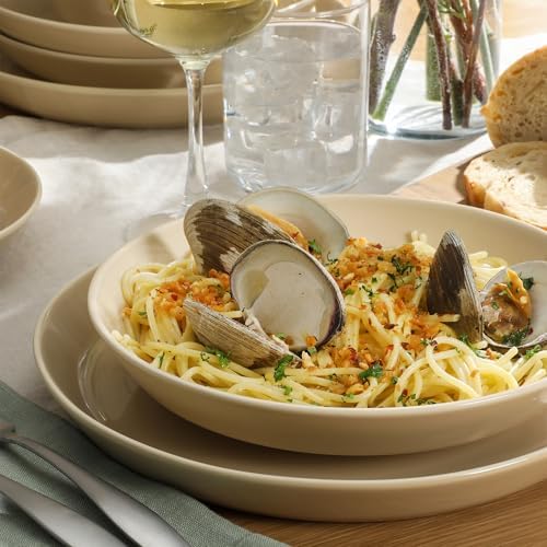 Gibson Home Summer Shades 16 Piece Plates and Bowls Dishes Service for 4 Porcelain Dinnerware Set - Taupe - Image 5