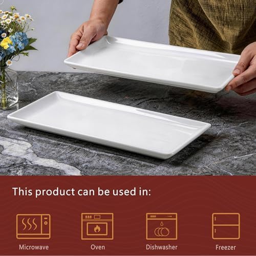 WishDeco Large Serving Platter Set of 2, Long Ceramic Serving Tray 16 Inch - Image 6