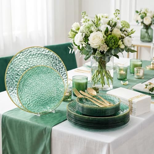 DaYammi 350PCS Green Plastic Dinnerware Set for 50 Guests - Image 3