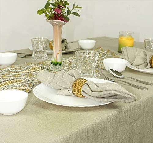 COTTON CRAFT Glitz Handmade Beaded Napkin Rings - Set of 12 - Gold - Image 6