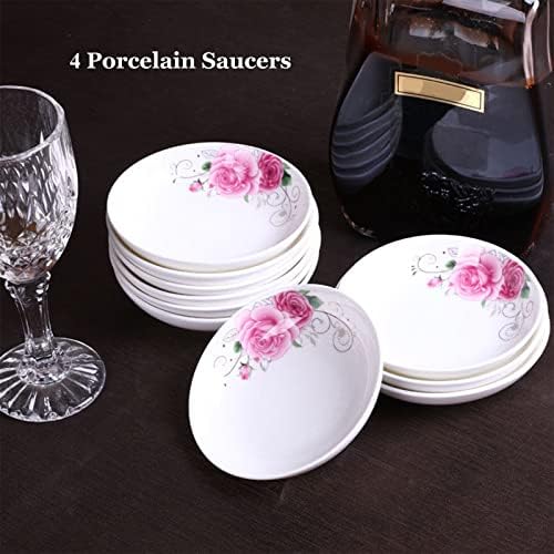 4-Pack Flower Pattern Ceramic Saucer Dishes, 4-Inch Side Dishes for Sushi, Snack, and Seasoning - Image 7